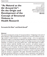 “As Natural as the Air Around Us”: On the Origin and Development of the Concept of Structural Violence in Health Research