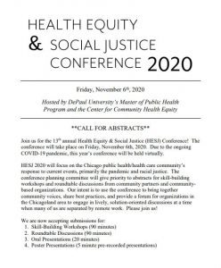2020 Health Equity and Social Justice Conference Call for Abstracts Flyer